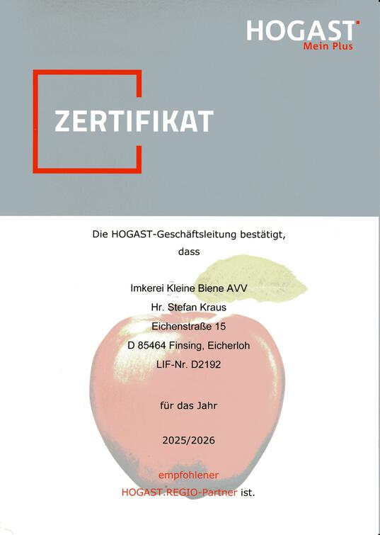 Zertifikat HOGAST